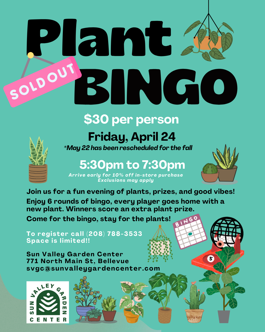 26 Mar 27 Apr 24 May 22 Plant Bingo – Final