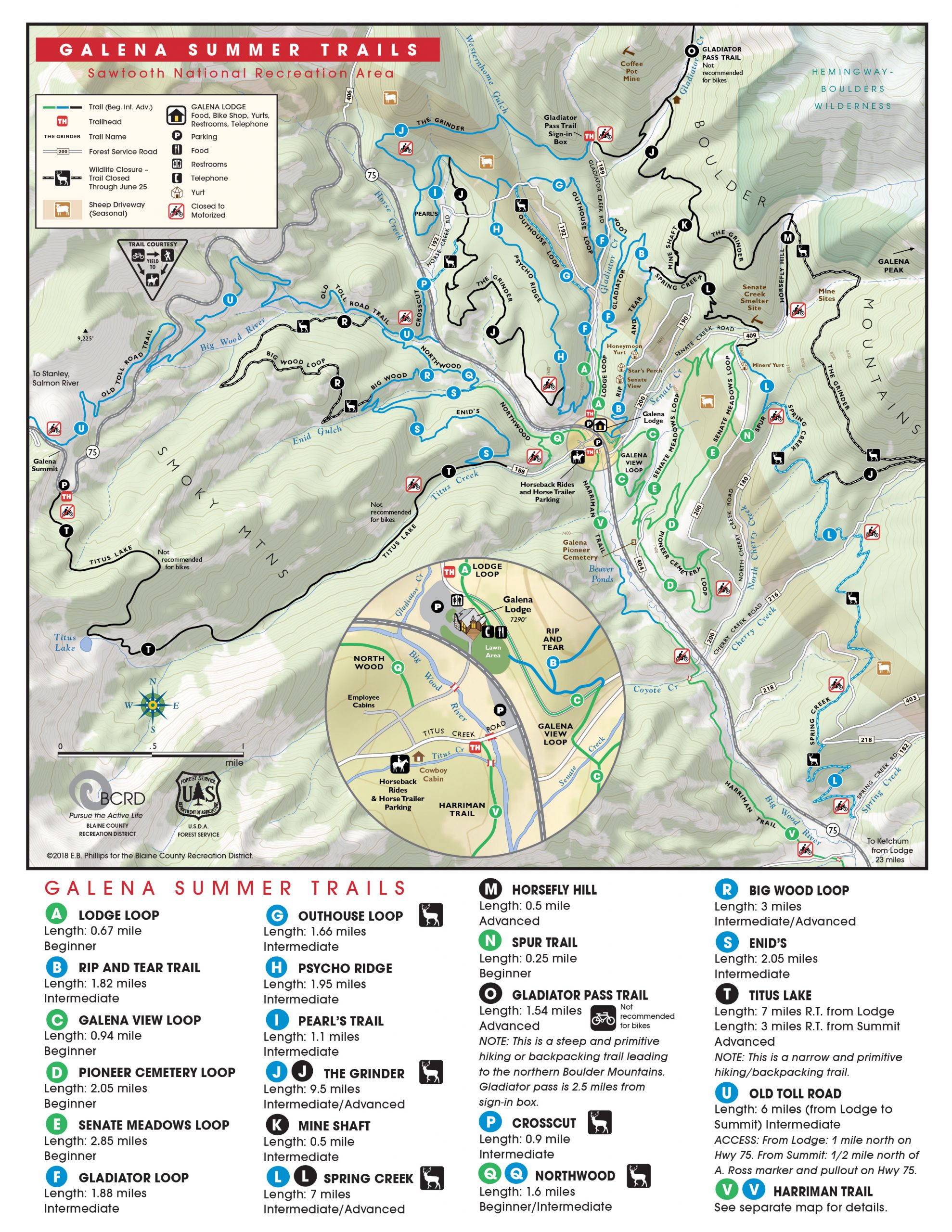 Galena Lodge Summer Hiking & Biking Trail Map