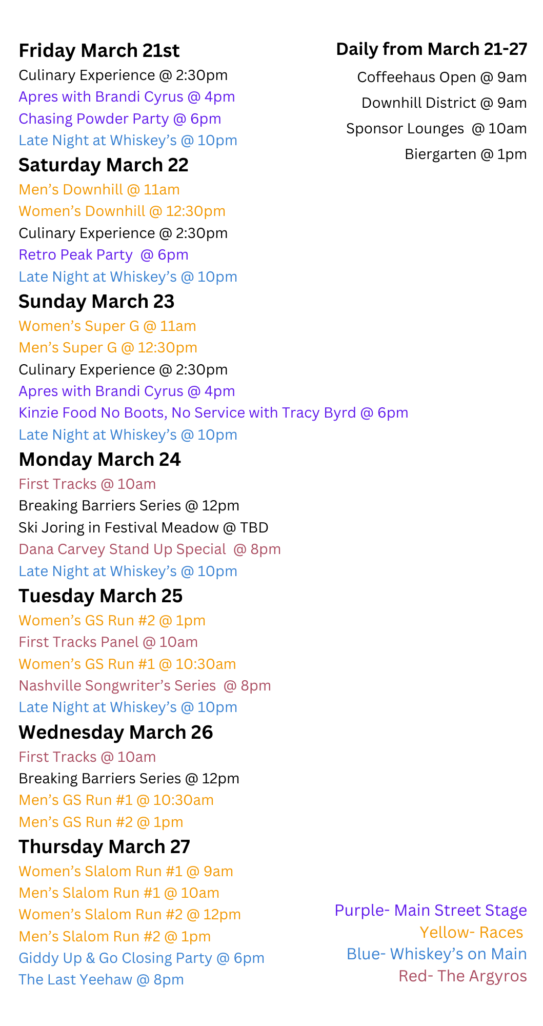 Audi F.I.S. World Cup Finals 2024 Schedule