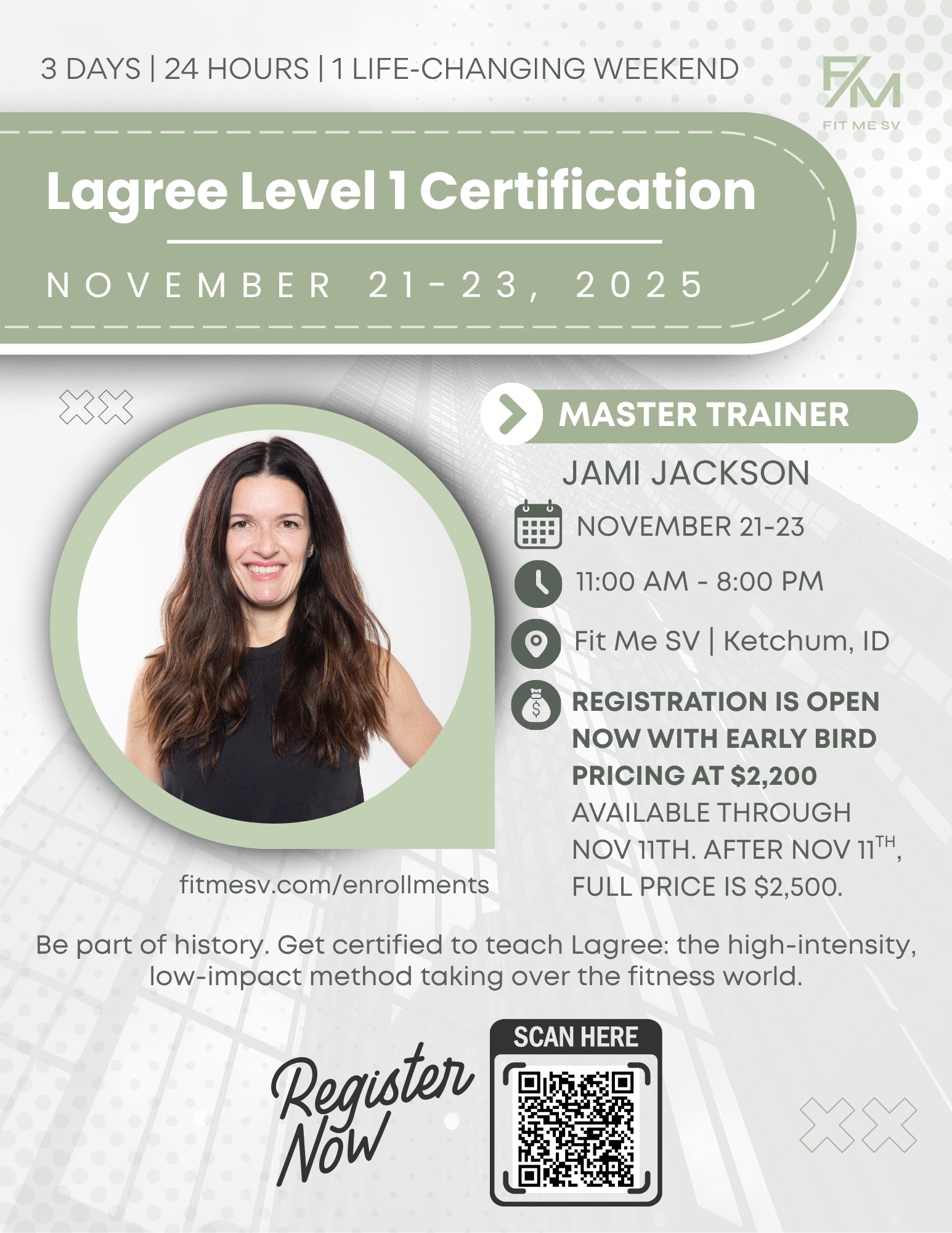 Level 1 Lagree Certification with Master Trainer Jami Jackson, Nov. 21-23 | 11AM – 8PM MDT, Fit Me SV