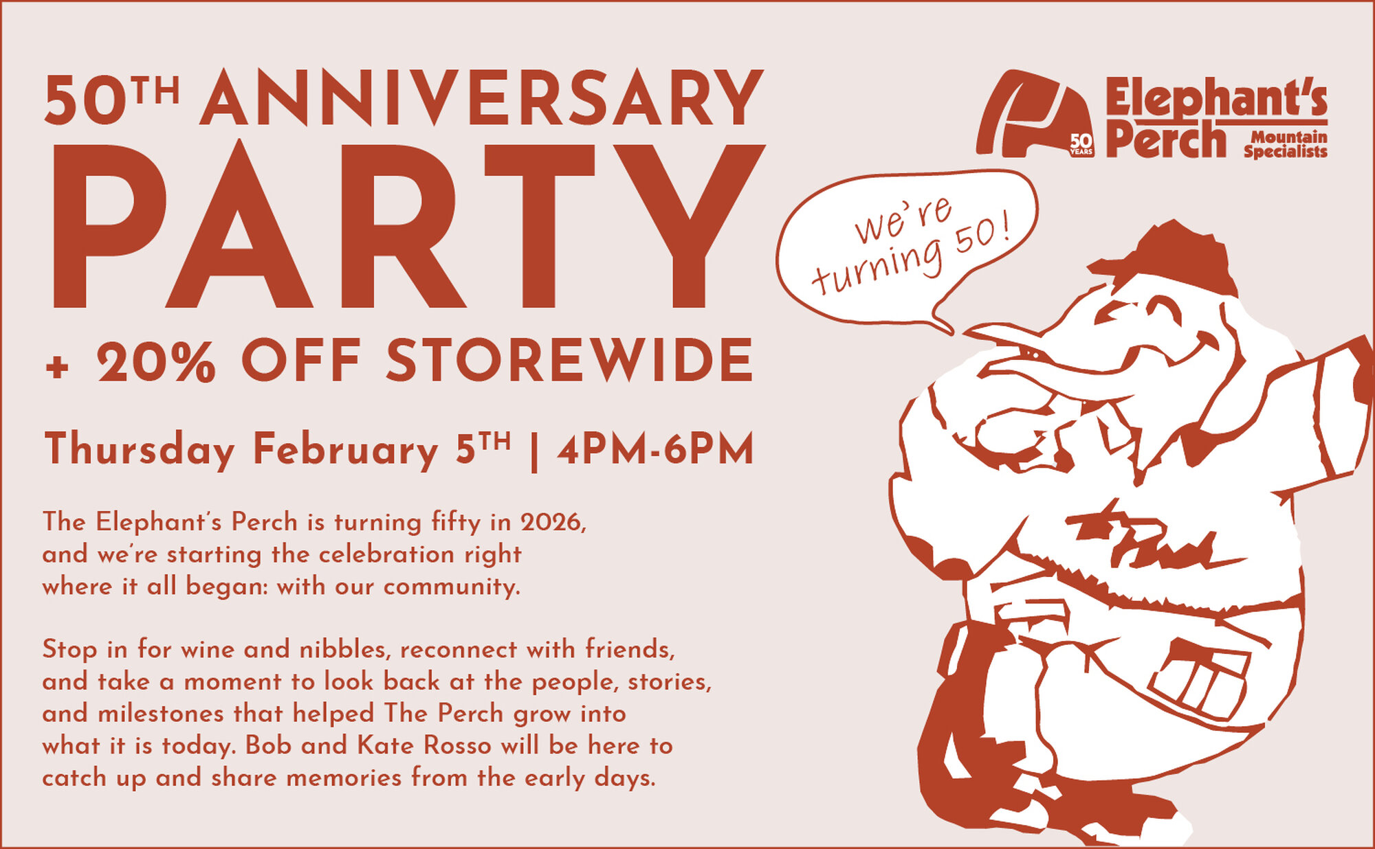 Elephant’s Perch 50th Anniversary Party