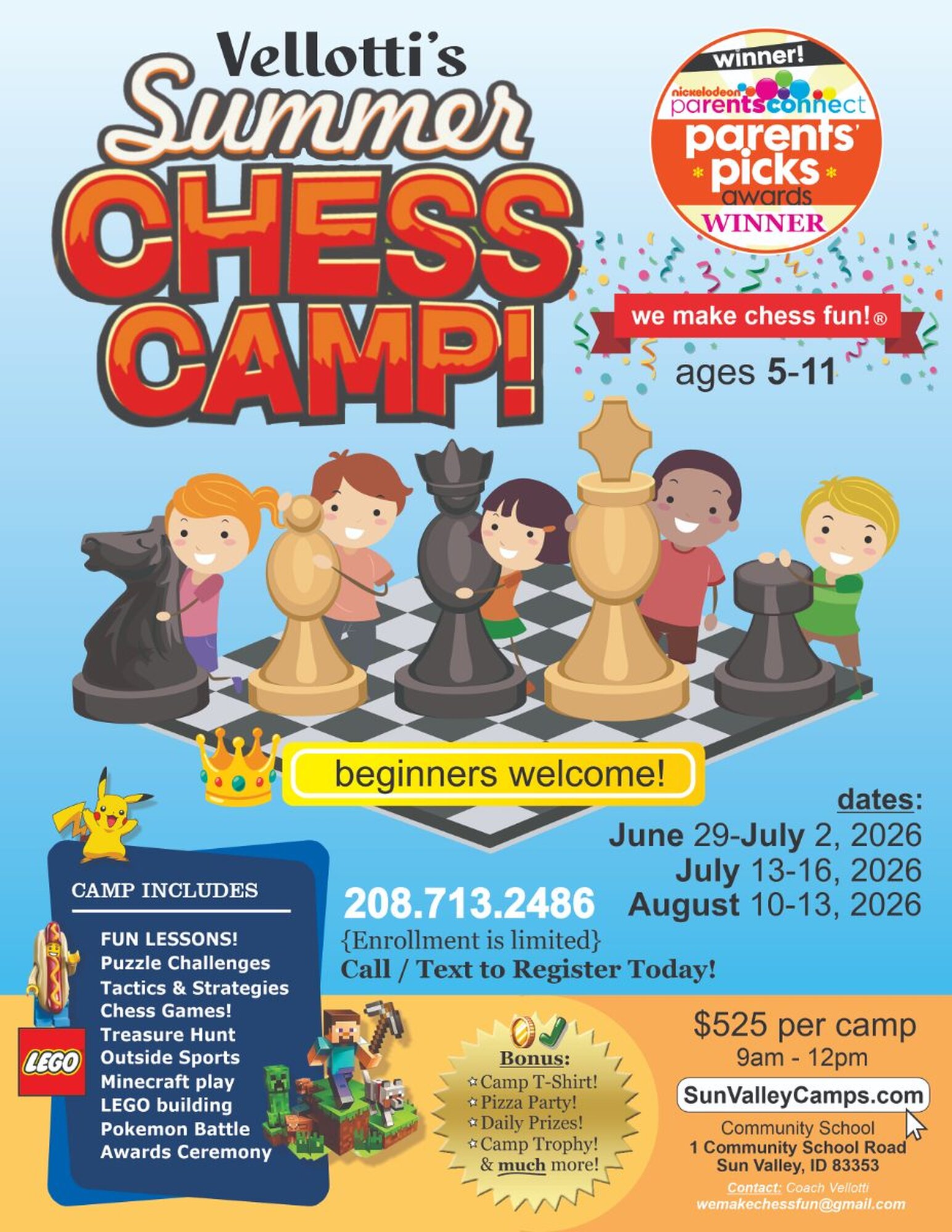Chess Camp! Bonus Lego & Minecraft Activities