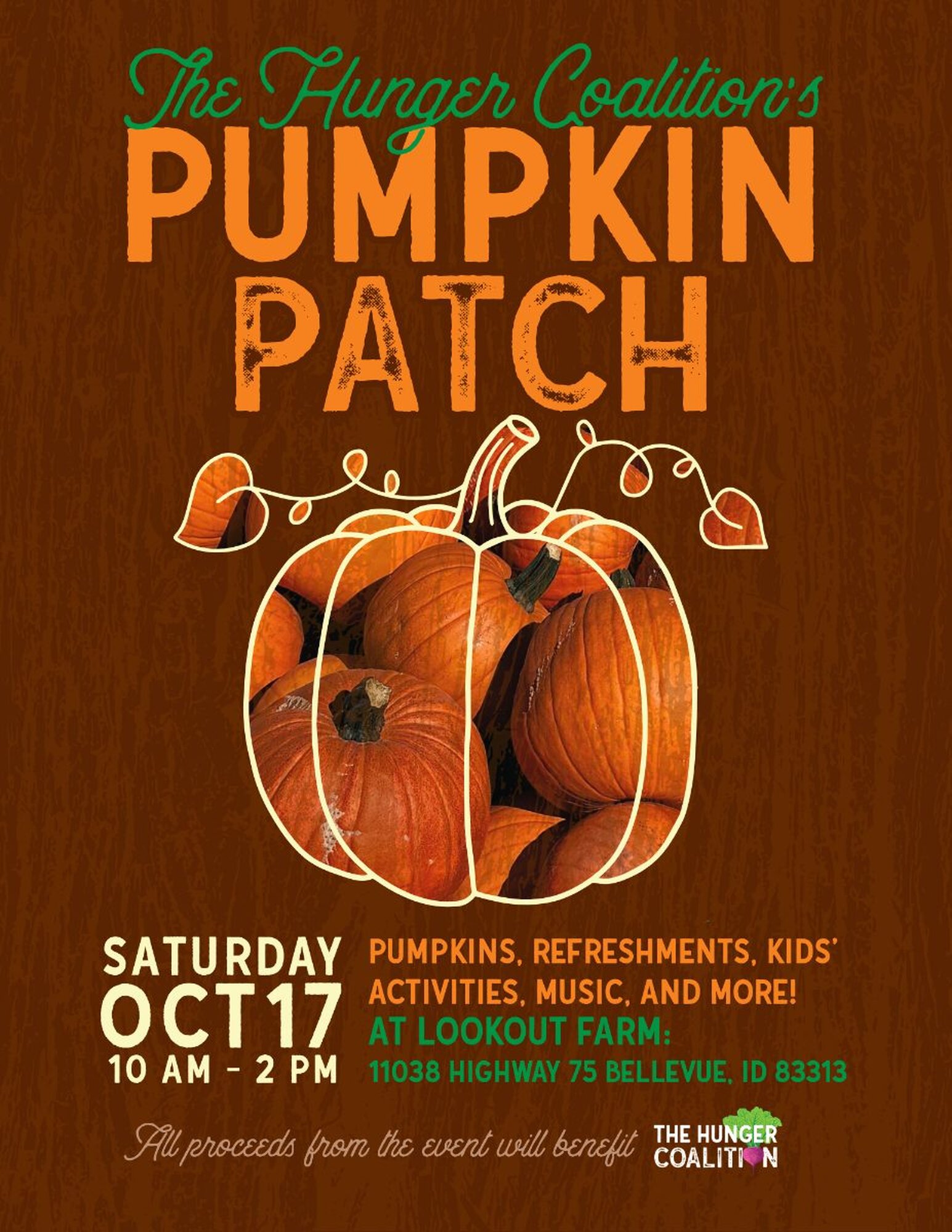 The Hunger Coalition Pumpkin Patch at Lookout Farm